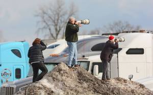All this just for a glimpse of a Snowy Owl (photo by Roger Garber)